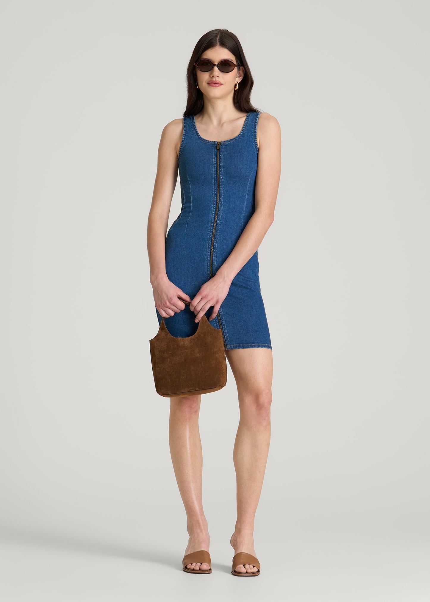 American Tall Women Short Denim Tank Dress for Tall Women in New Colorado Blue