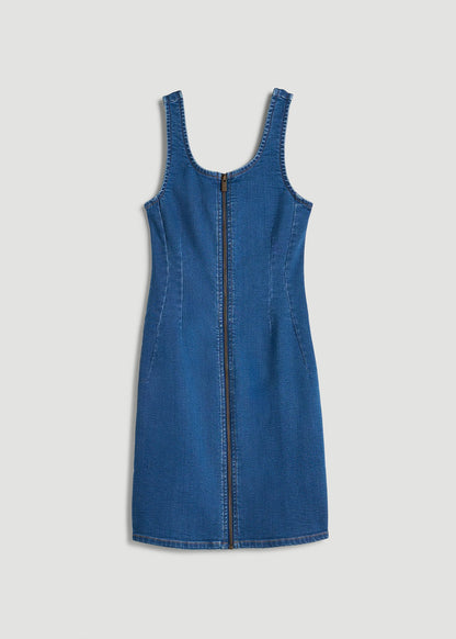 American Tall Women Short Denim Tank Dress for Tall Women in New Colorado Blue