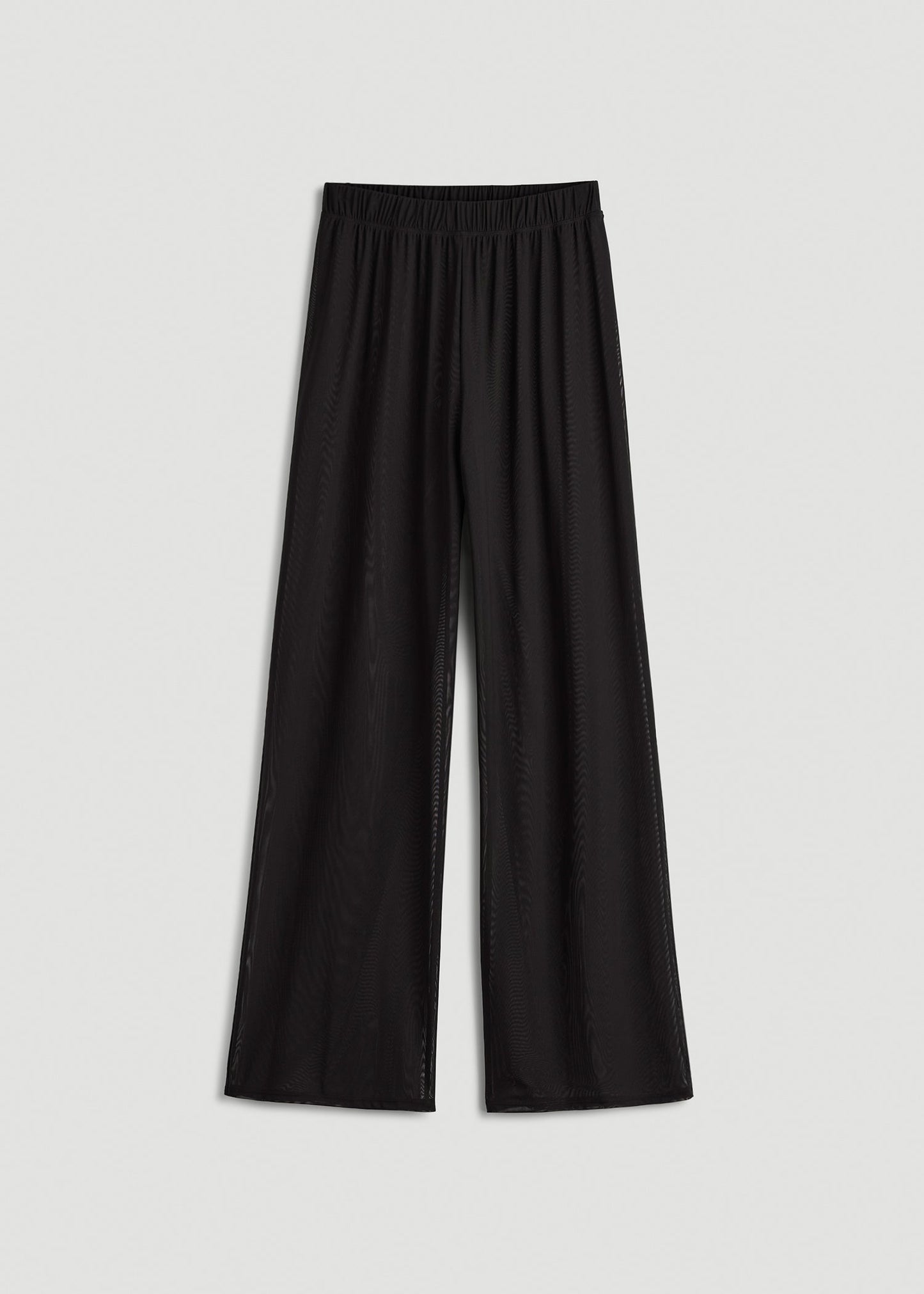 American Tall Women Power Mesh Wide-Leg Pants for Tall Women in Deep Black