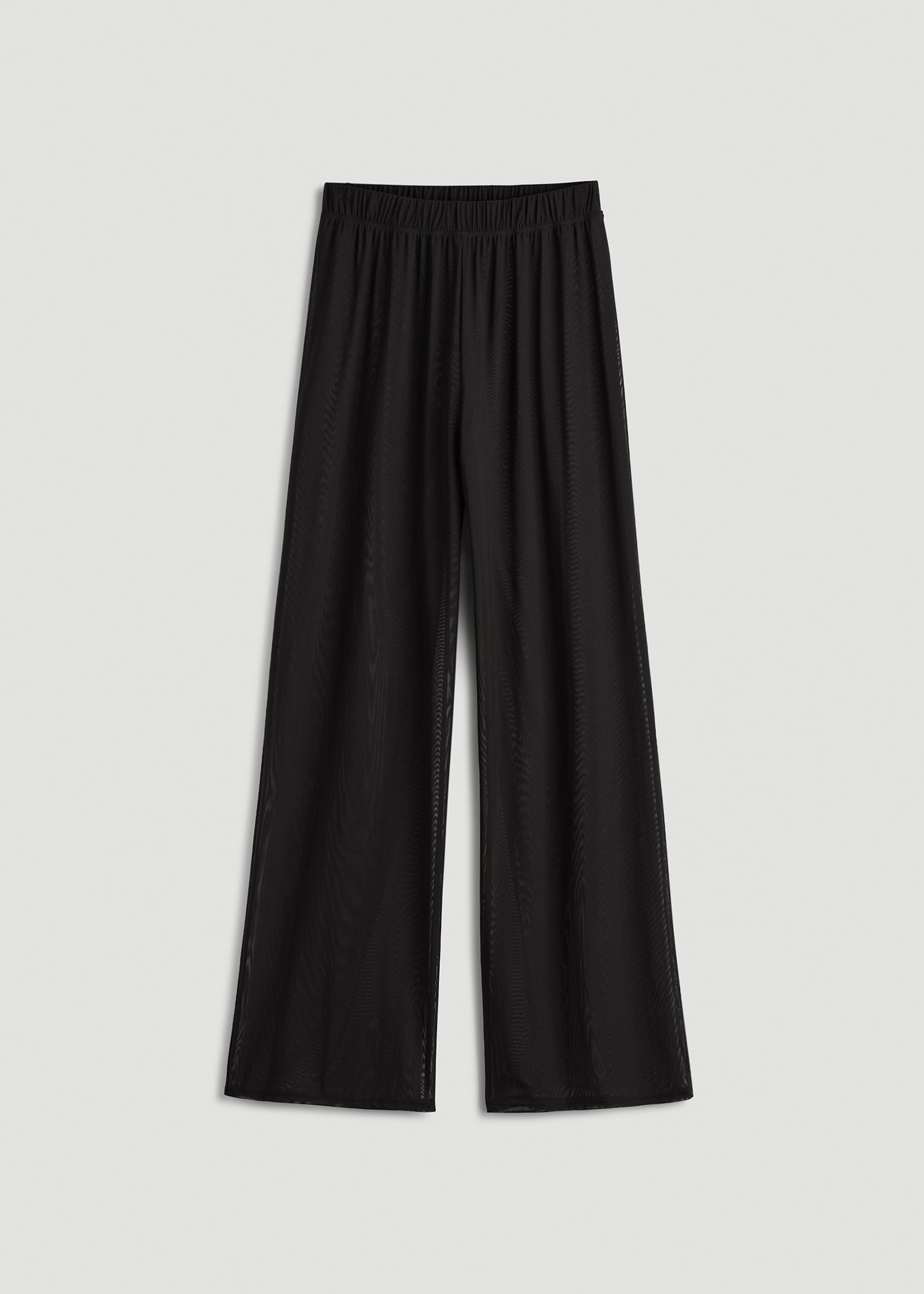 American Tall Women Power Mesh Wide-Leg Pants for Tall Women in Deep Black
