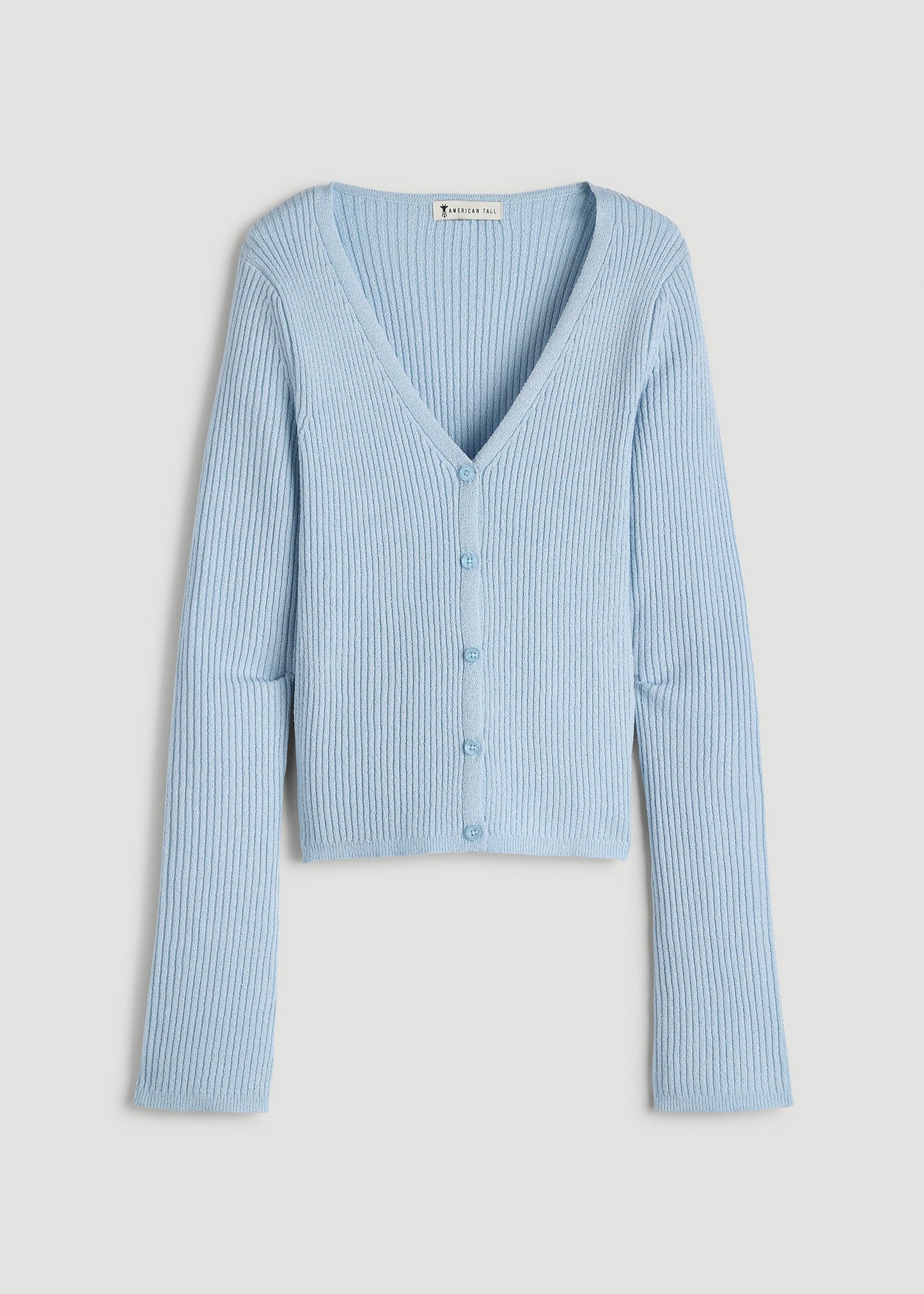 American Tall Women Boucle Knit Cardigan for Tall Women in Ice Blue