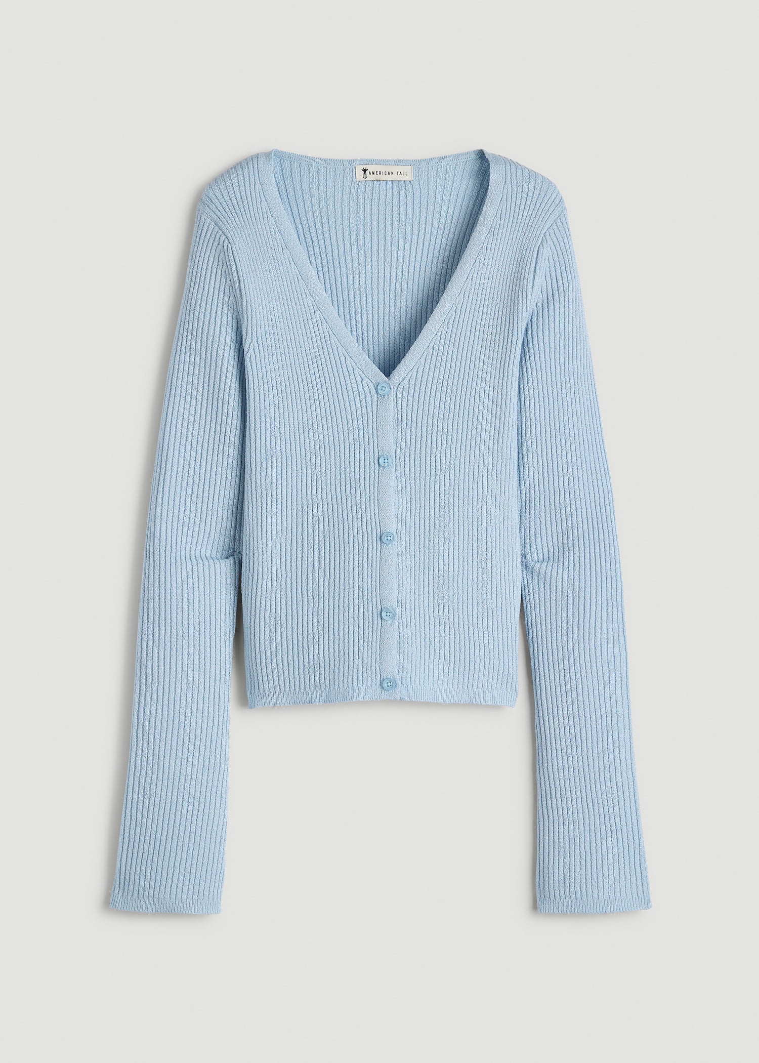 American Tall Women Boucle Knit Cardigan for Tall Women in Ice Blue