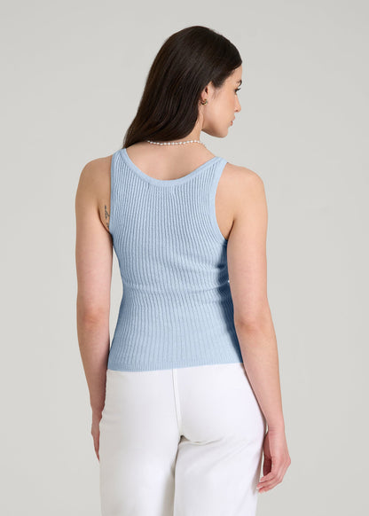 American Tall Women Boucle Knit Tank for Tall Women in Ice Blue