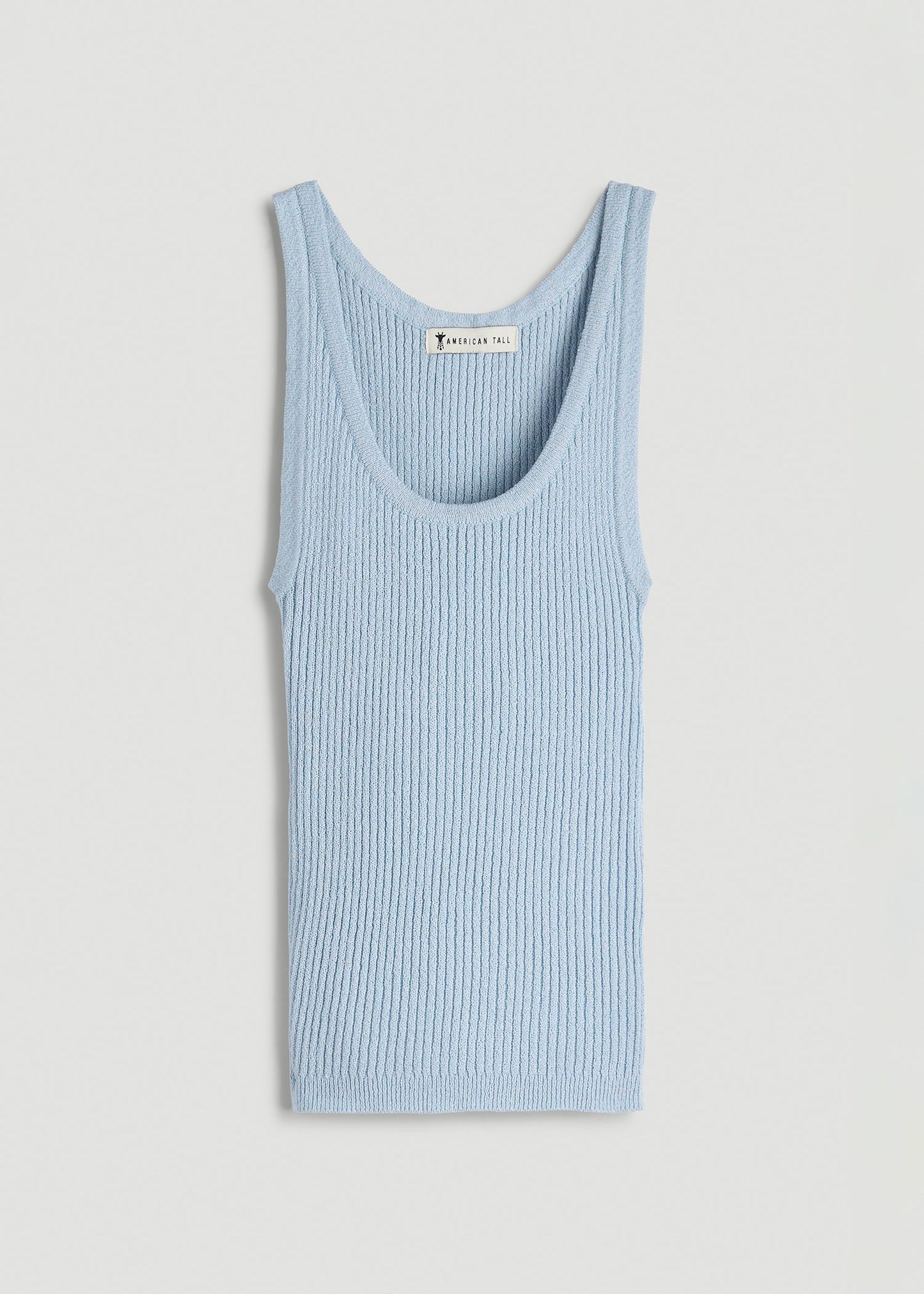 American Tall Women Boucle Knit Tank for Tall Women in Ice Blue