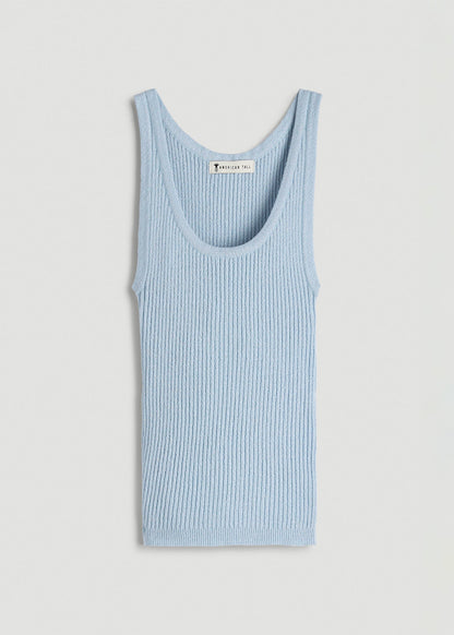 American Tall Women Boucle Knit Tank for Tall Women in Ice Blue