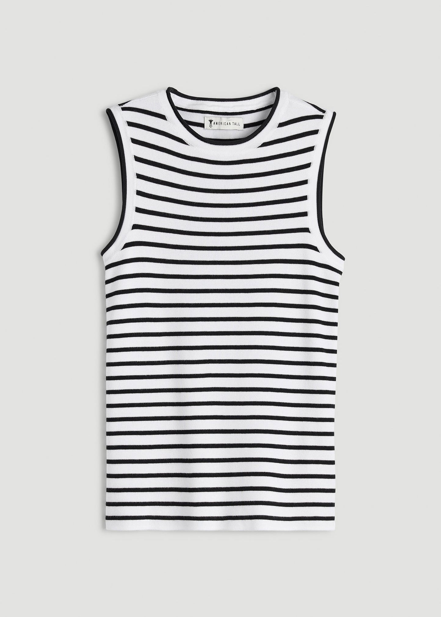American Tall Women Sleeveless Knit Top for Tall Women in Bold Black Stripe