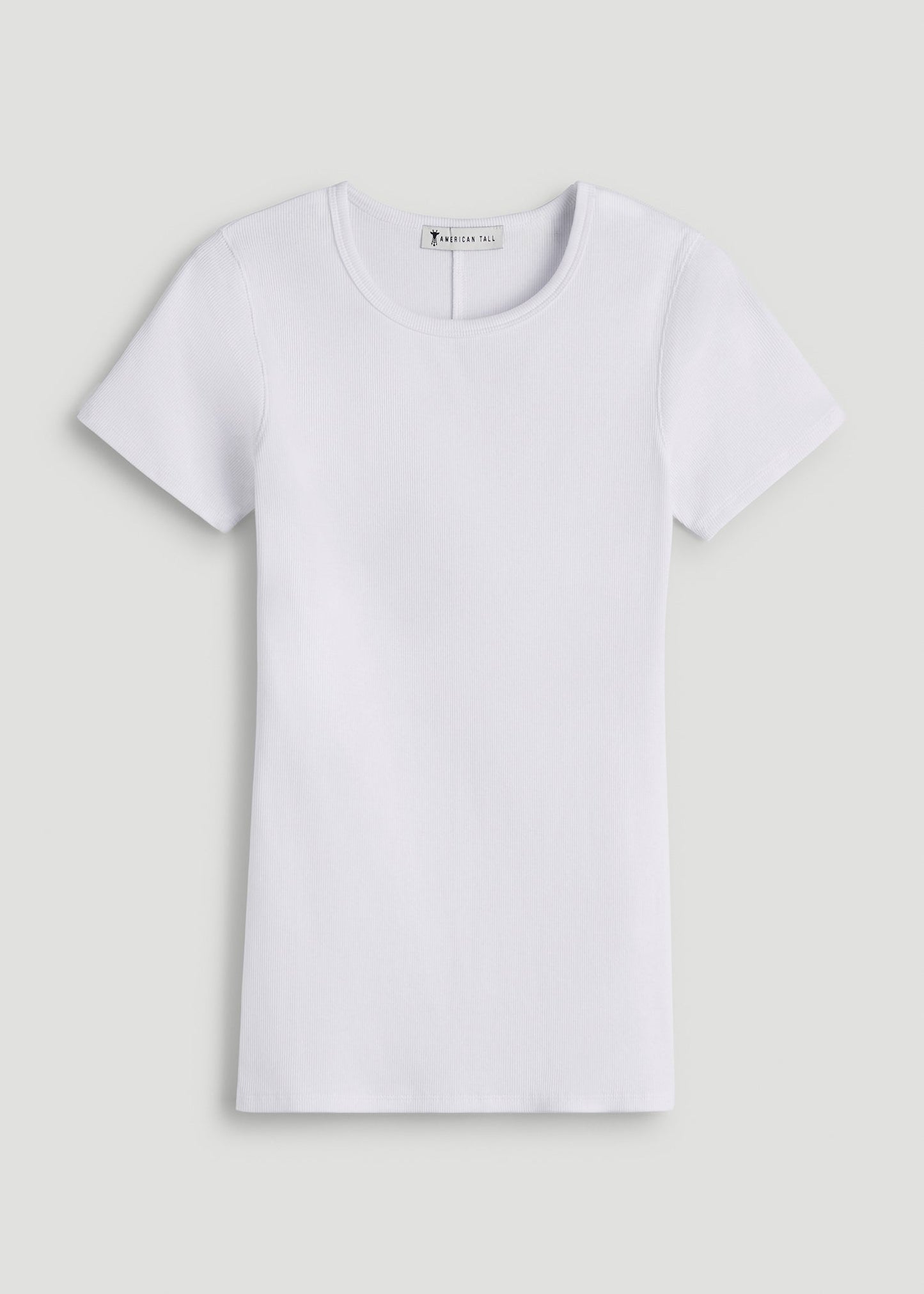 American Tall Women Short Sleeve Ribbed Crewneck T-Shirt for Tall Women in Optic White