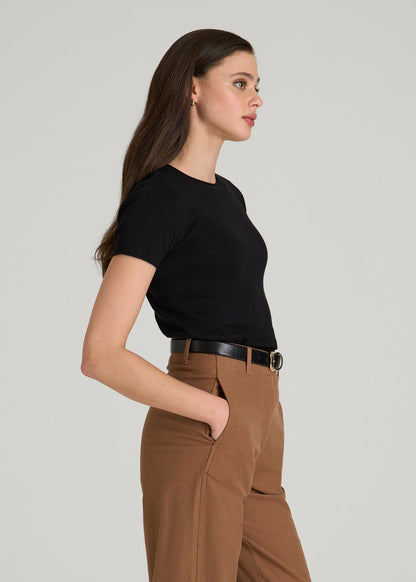 American Tall Women Cropped Knit Tee for Tall Women in Black