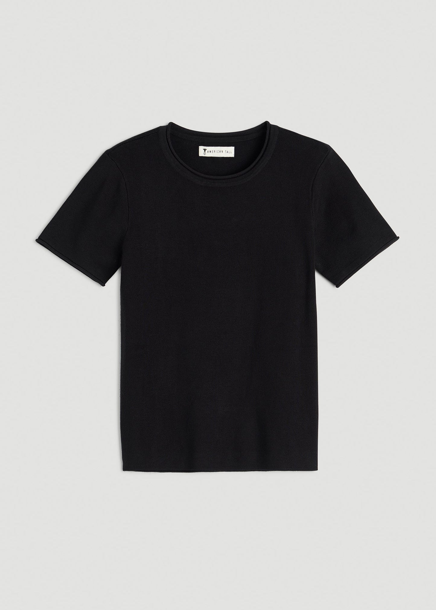 American Tall Women Cropped Knit Tee for Tall Women in Black