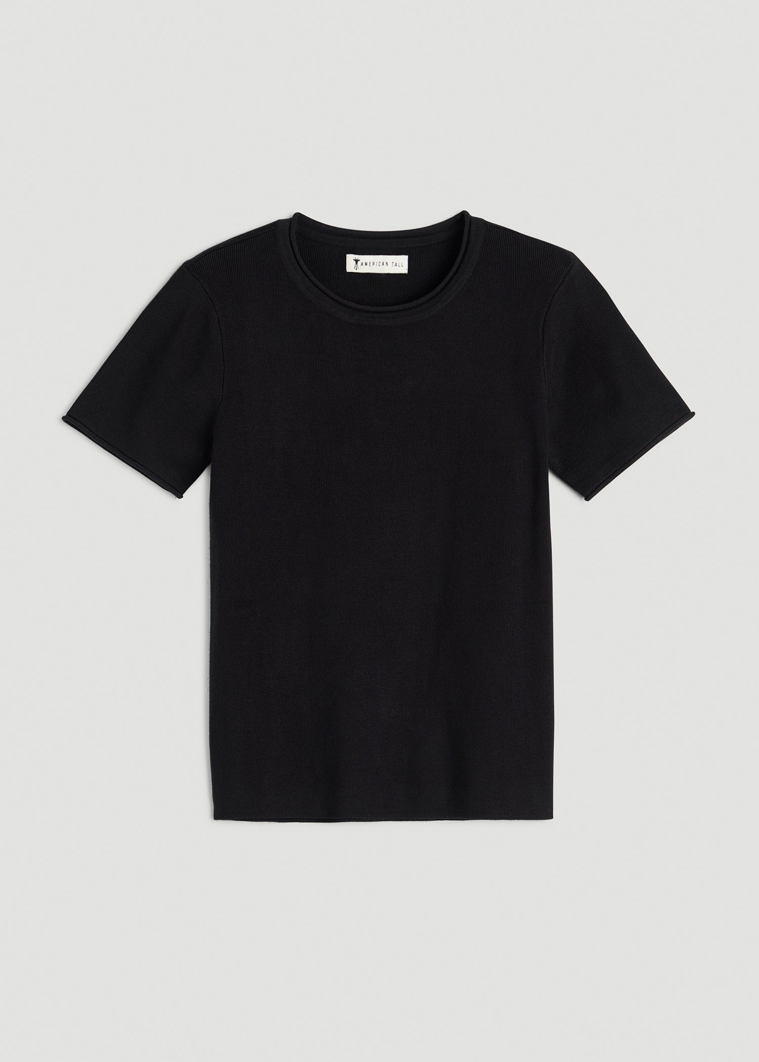 American Tall Women Cropped Knit Tee for Tall Women in Black