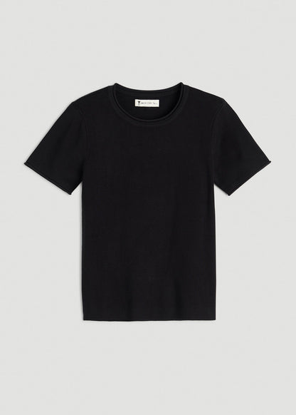 American Tall Women Cropped Knit Tee for Tall Women in Black