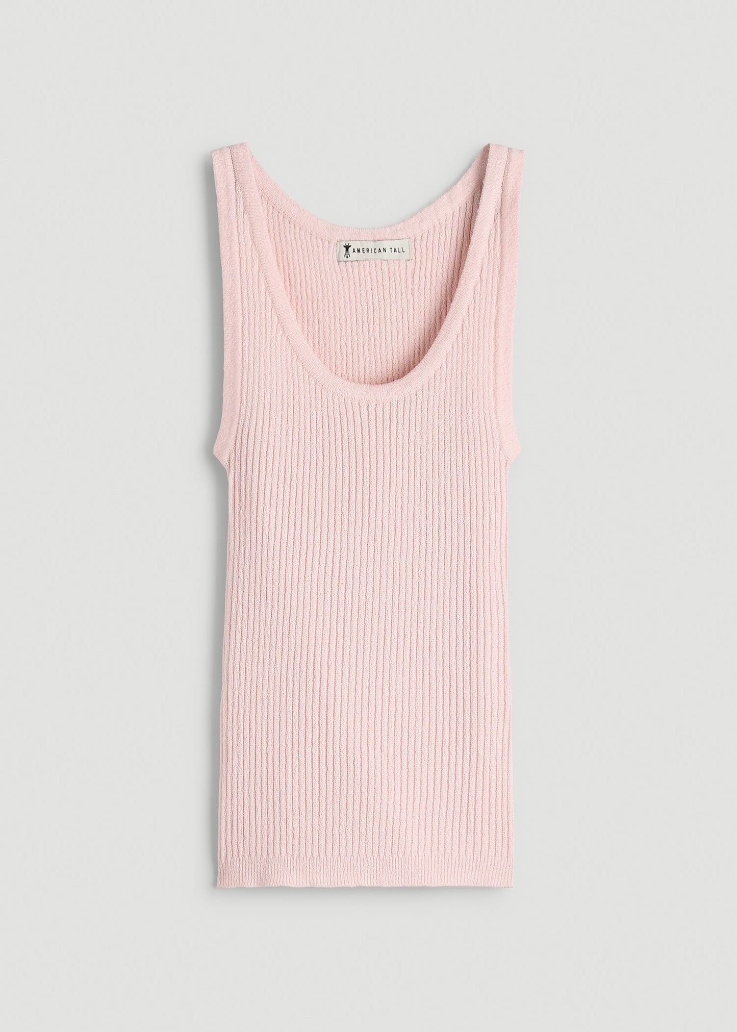 American Tall Women Boucle Knit Tank for Tall Women in Barely Pink