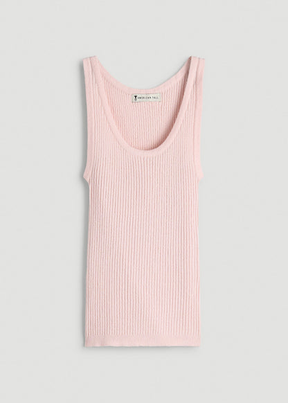 American Tall Women Boucle Knit Tank for Tall Women in Barely Pink