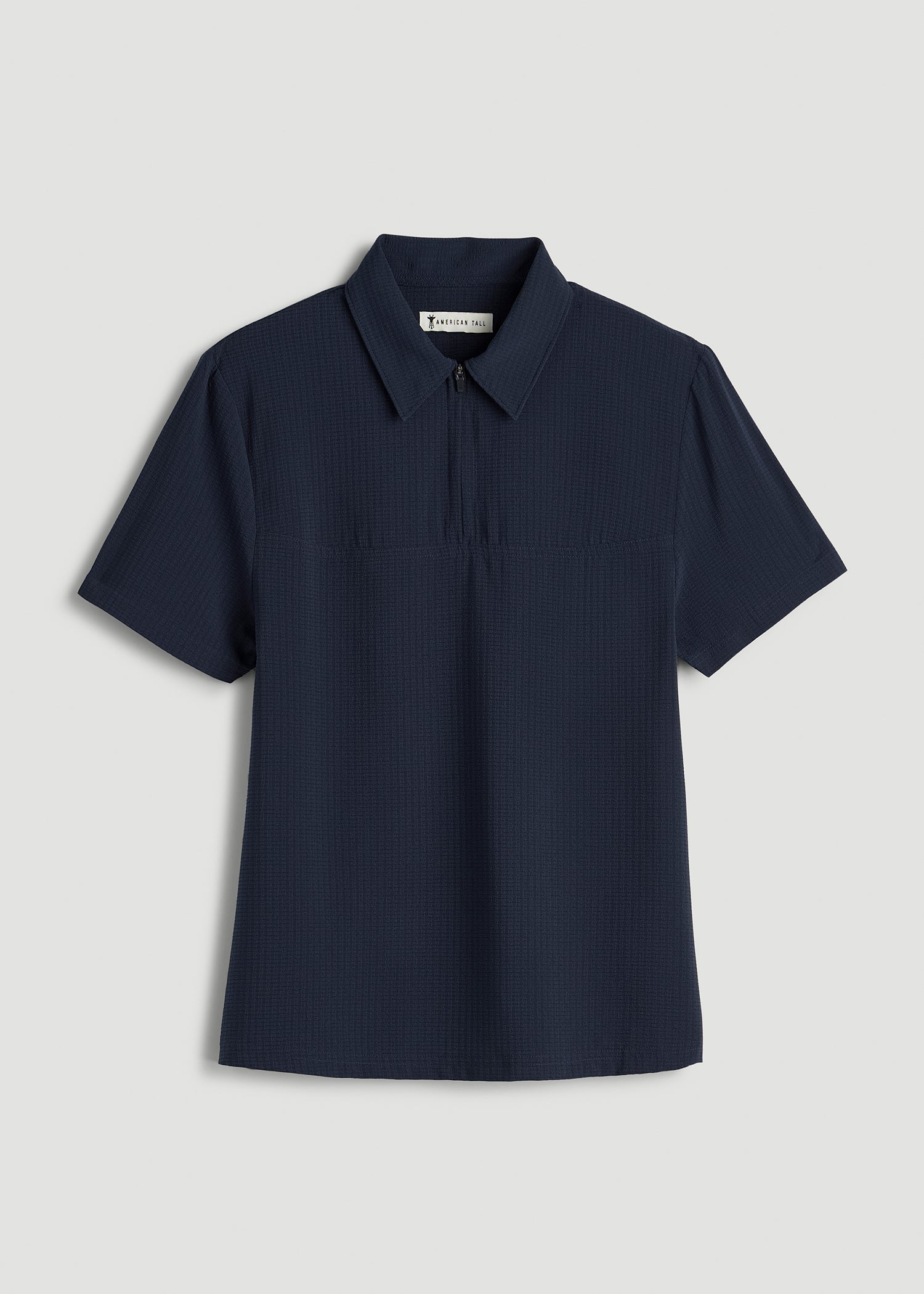 American Tall Women Coastal perforated short sleeve golf polo for Tall Women in Navy