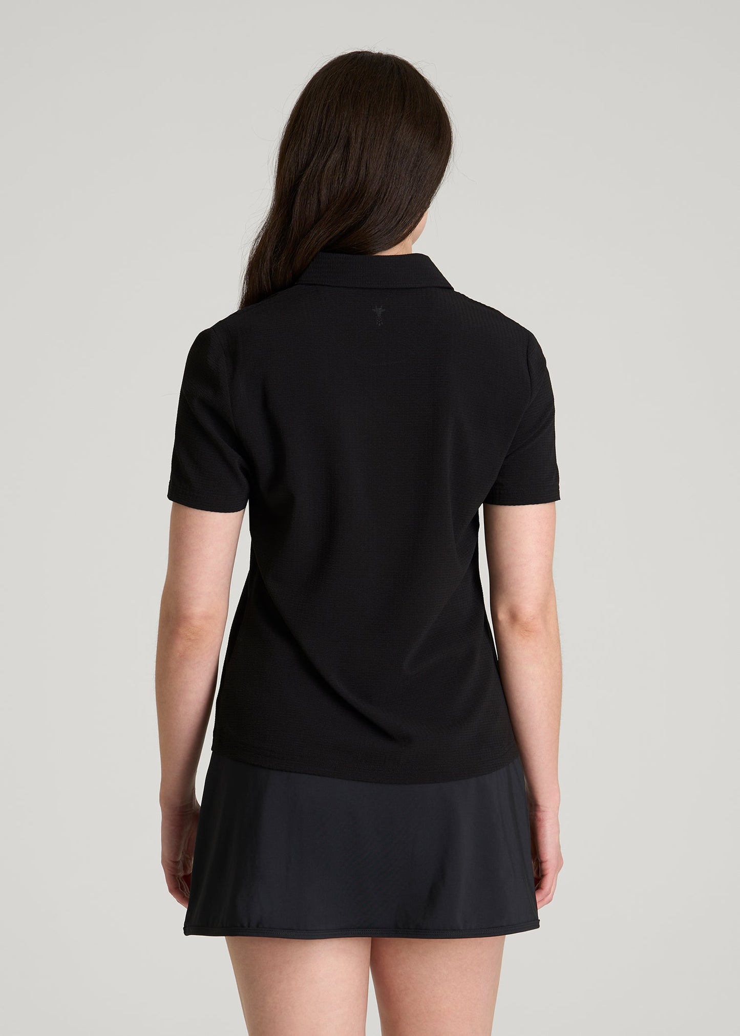 American Tall Women Coastal perforated short sleeve golf polo for Tall Women in Black
