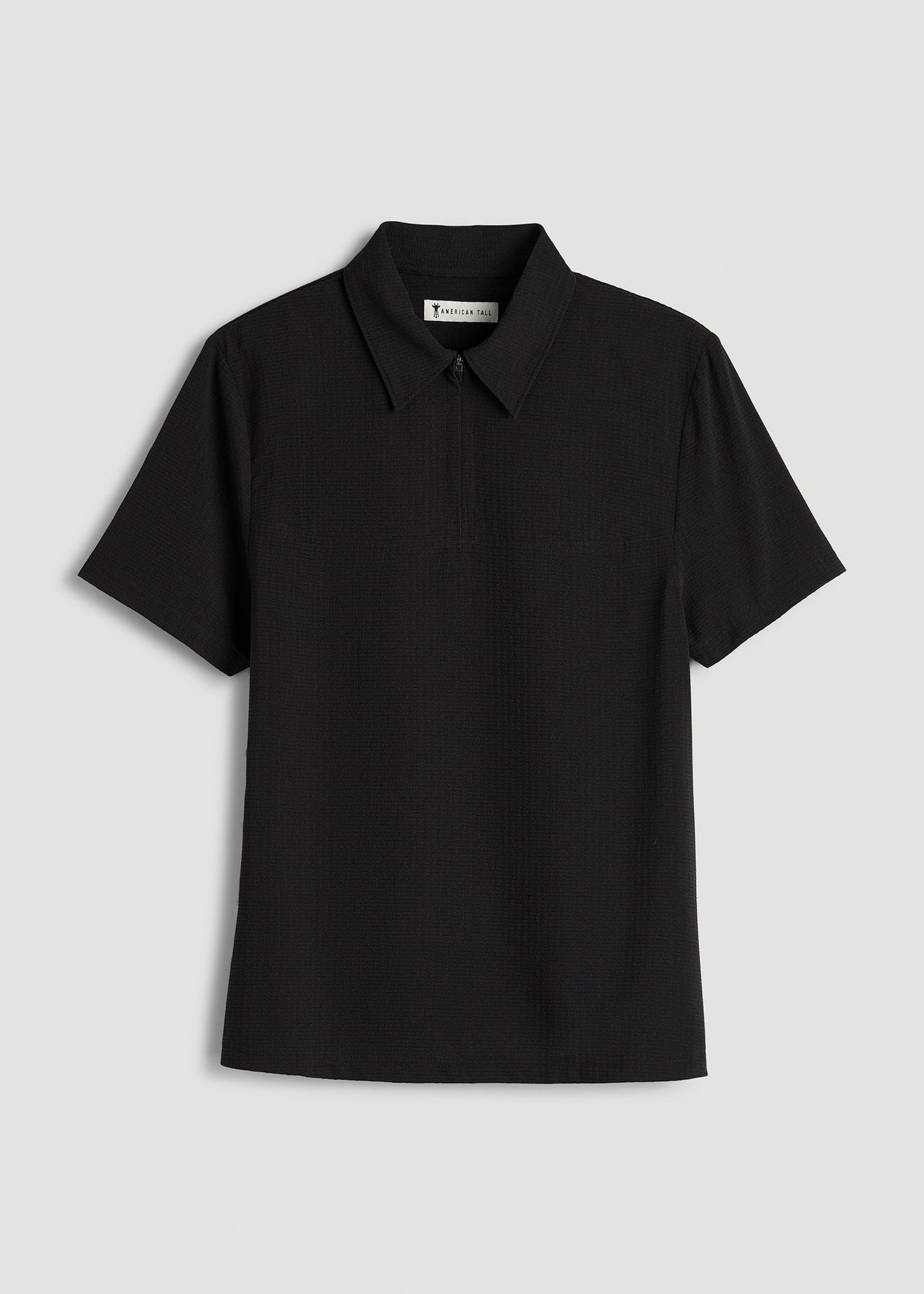 American Tall Women Coastal perforated short sleeve golf polo for Tall Women in Black