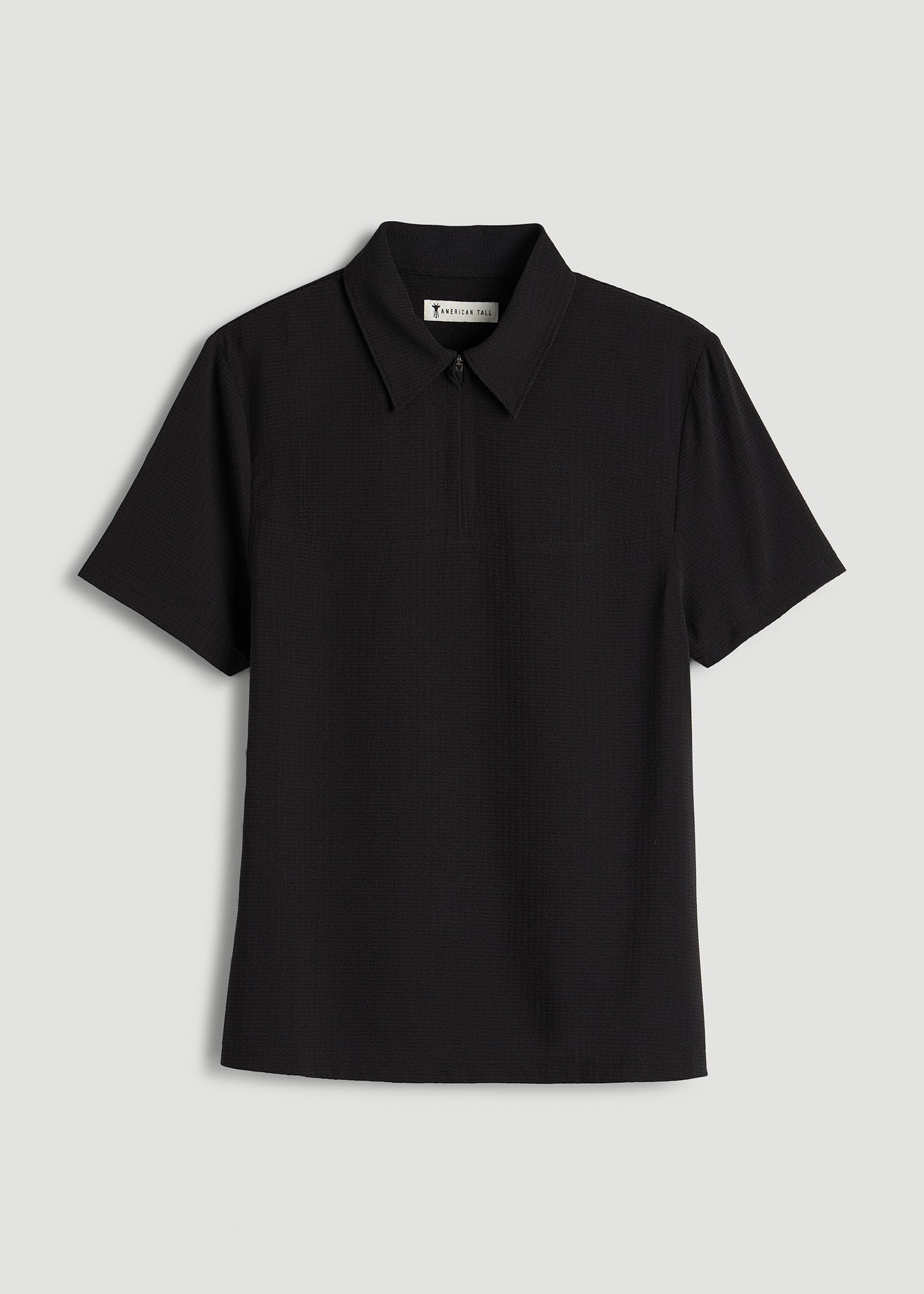 American Tall Women Coastal perforated short sleeve golf polo for Tall Women in Black