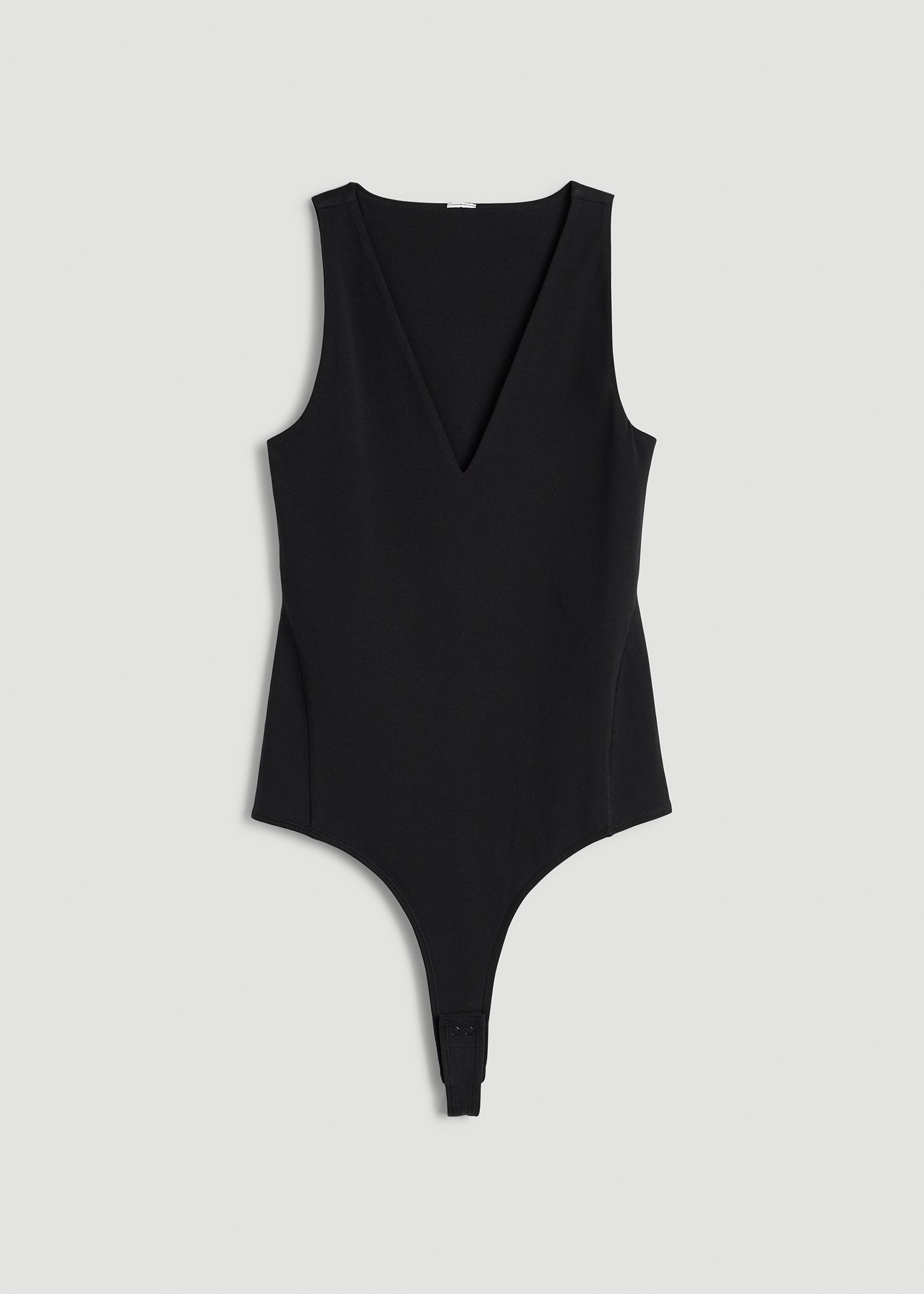 American Tall Women Cotton Blend Sleeveless V-Neck Bodysuit for Tall Women in Black