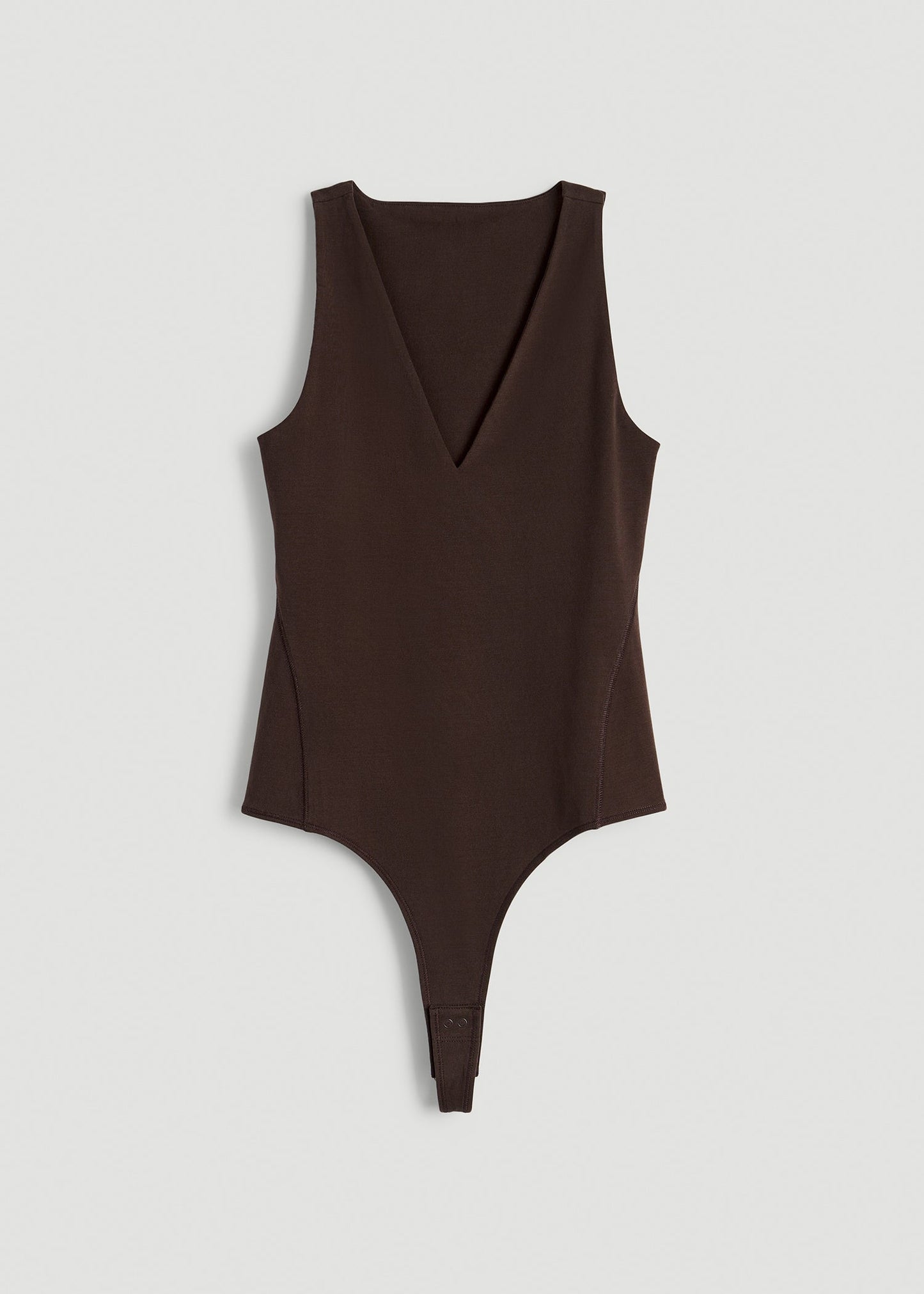 American Tall Women Cotton Blend Sleeveless V-Neck Bodysuit for Tall Women in Espresso