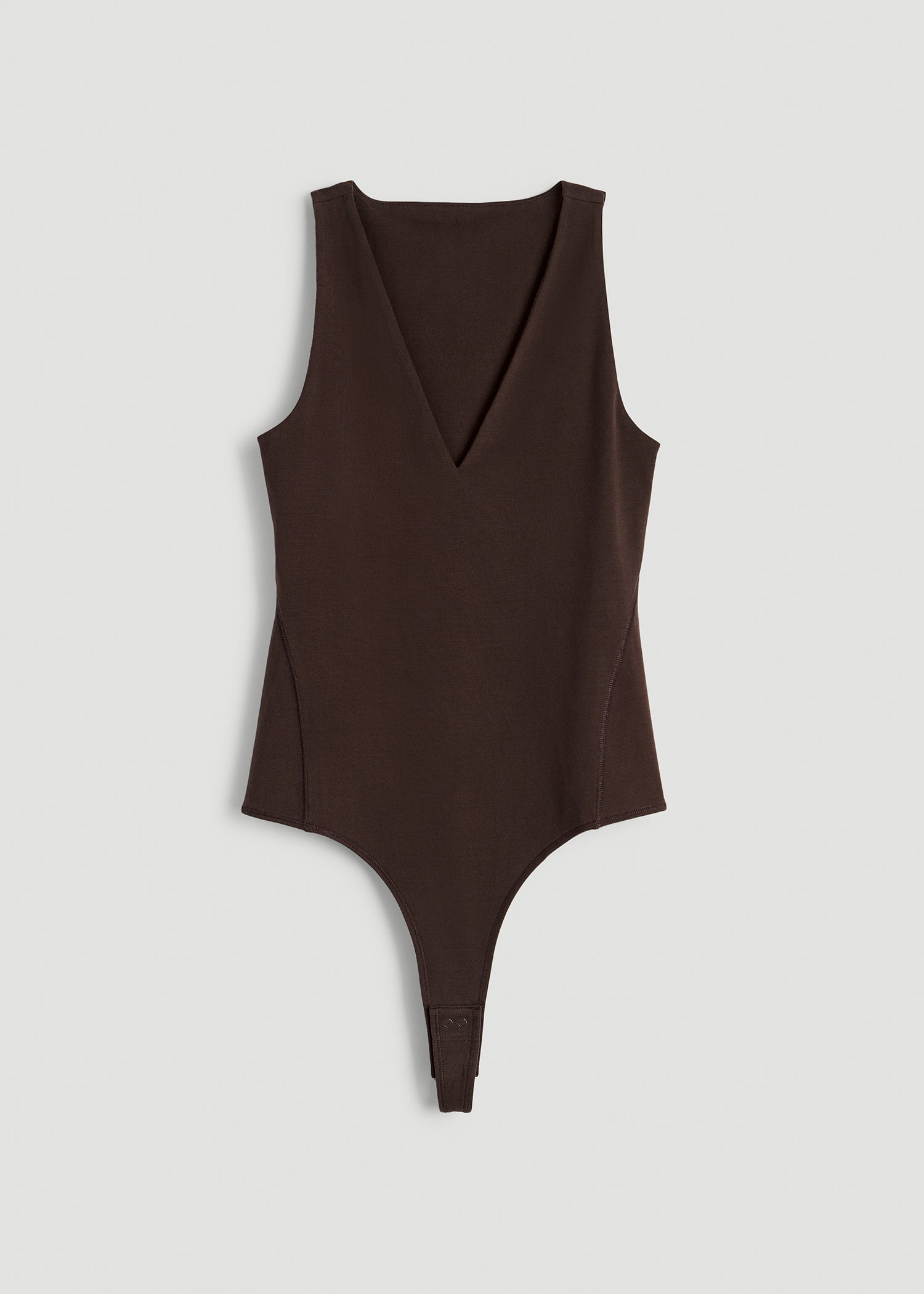 American Tall Women Cotton Blend Sleeveless V-Neck Bodysuit for Tall Women in Espresso