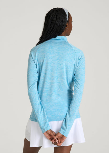 American Tall Women Long Sleeve Quarter-Zip Pullover for Tall Women in Spring Blue Mix