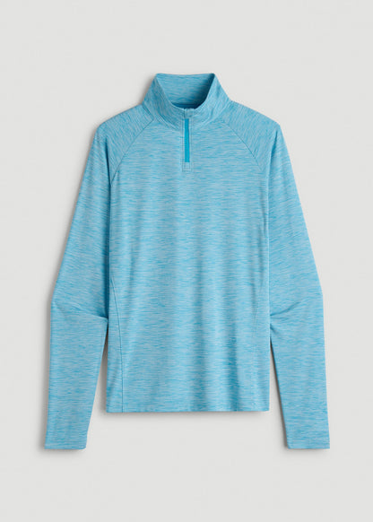 American Tall Women Long Sleeve Quarter-Zip Pullover for Tall Women in Spring Blue Mix