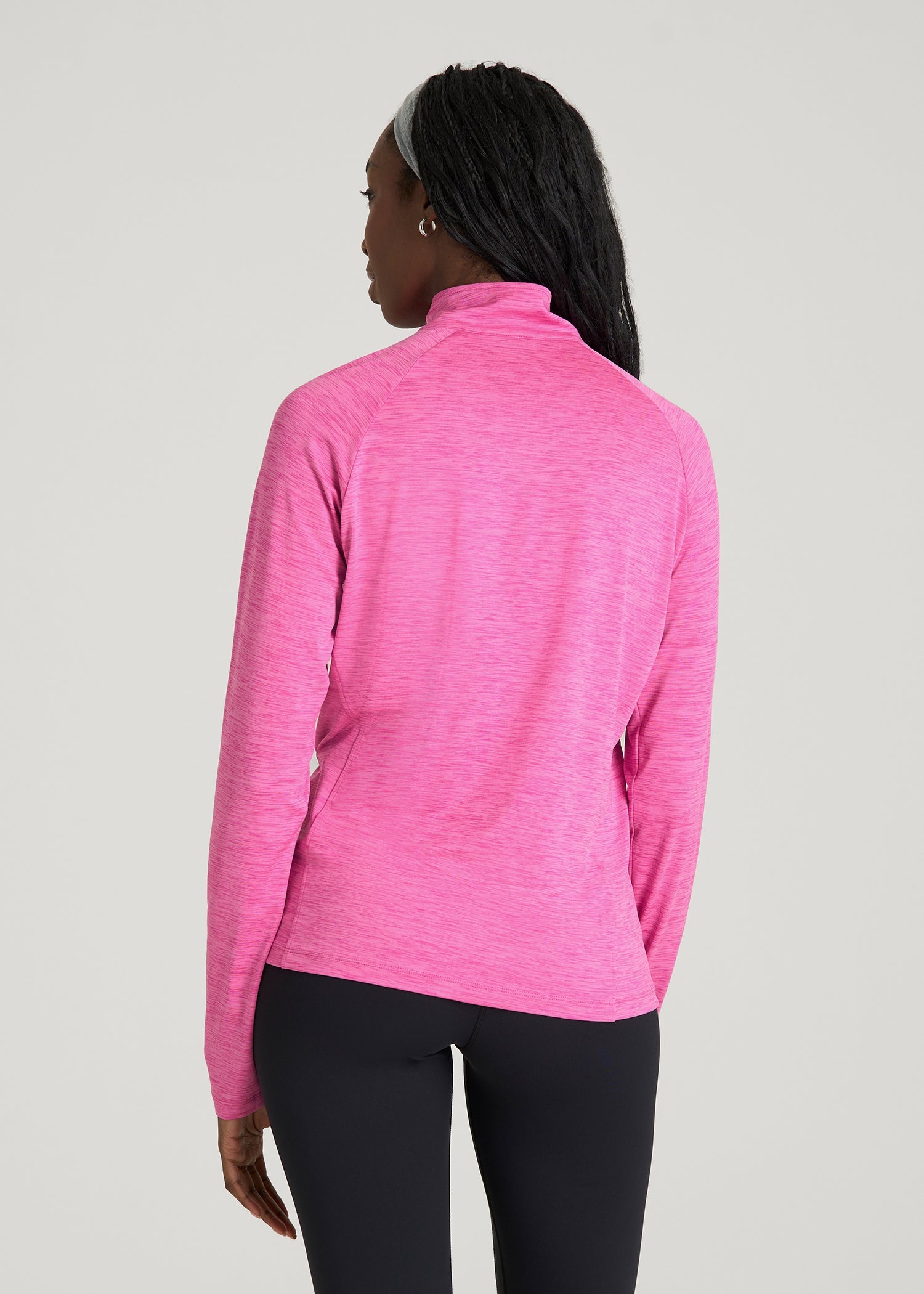 American Tall Women Long Sleeve Quarter-Zip Pullover for Tall Women in Magenta Mix