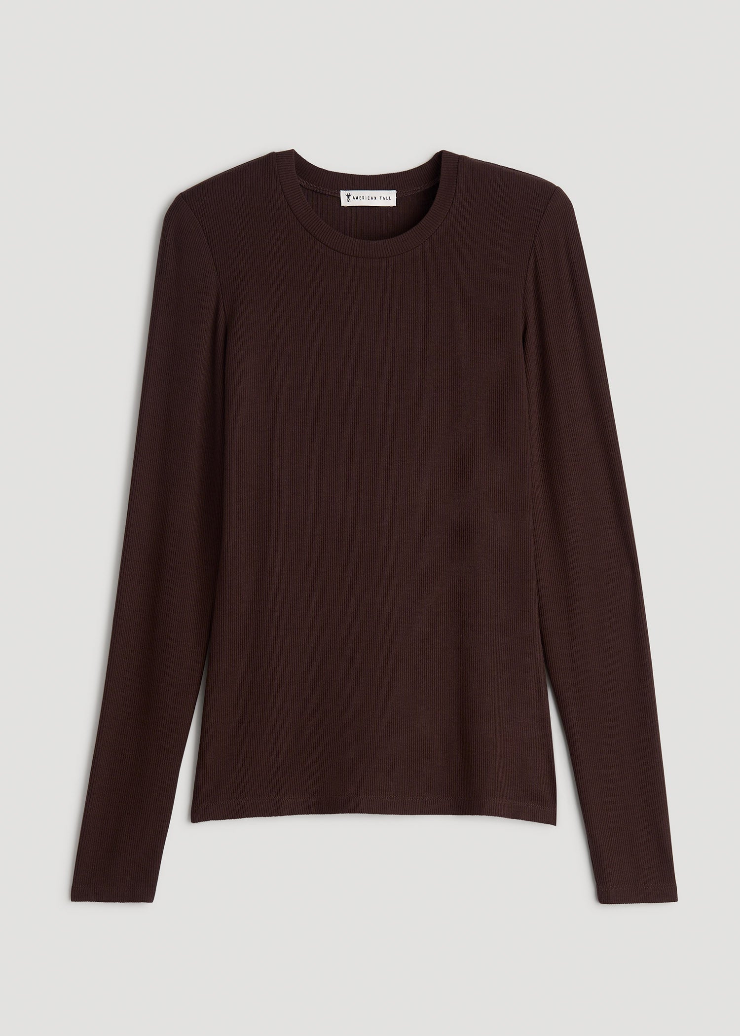 American Tall Women FITTED Ribbed Long Sleeve Tee for Tall Women in Espresso