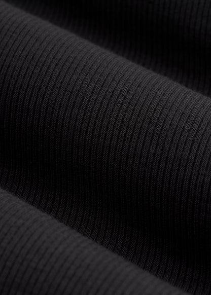American Tall Women Fitted Long Sleeve Ribbed Turtleneck Tee for Tall Women in Black