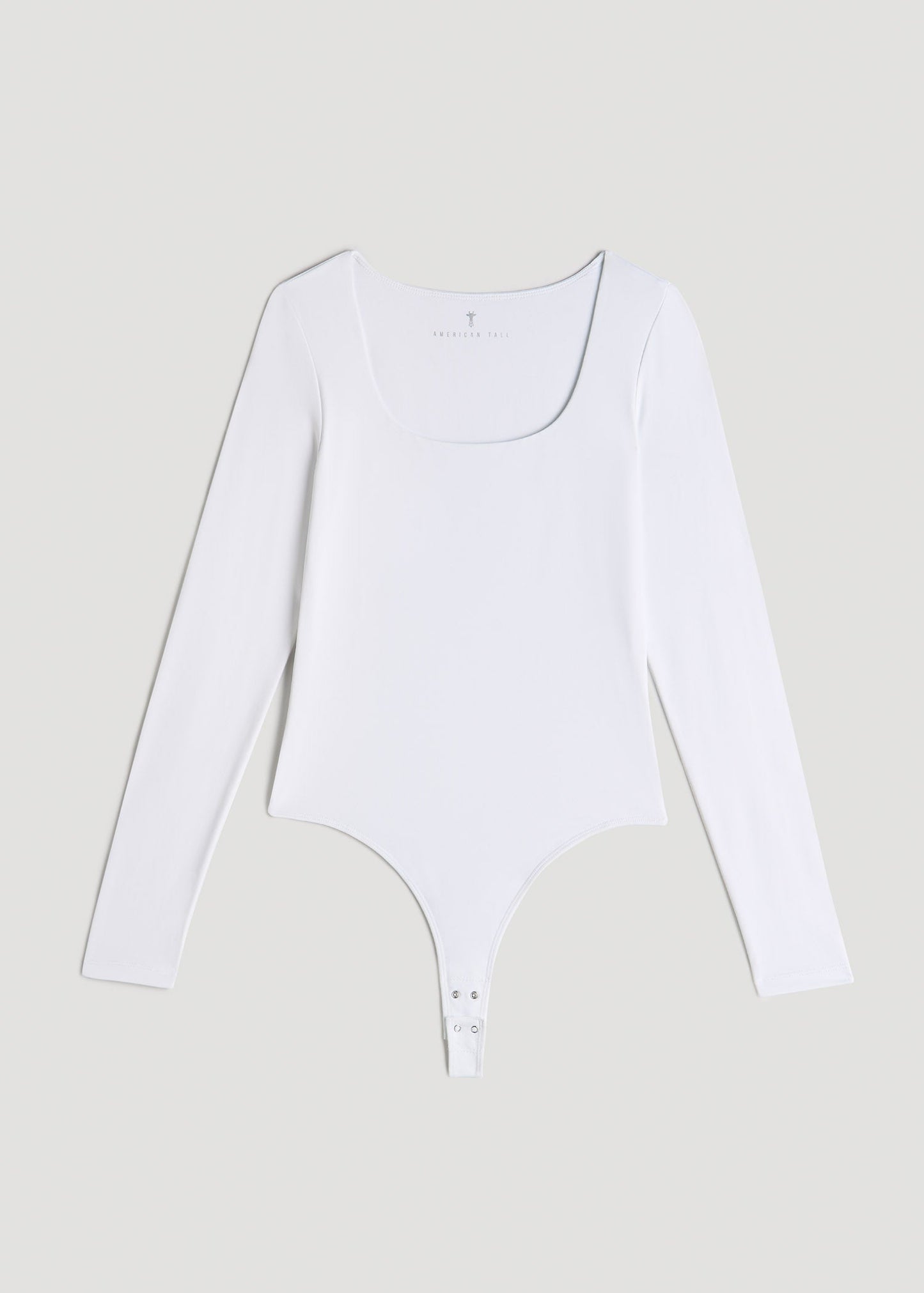 American Tall Women Long Sleeve Square Neck Bodysuit for Tall Women in Bright White