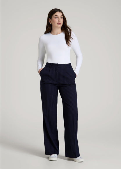 American Tall Women Long Sleeve Bodysuit for Tall Women in Bright White