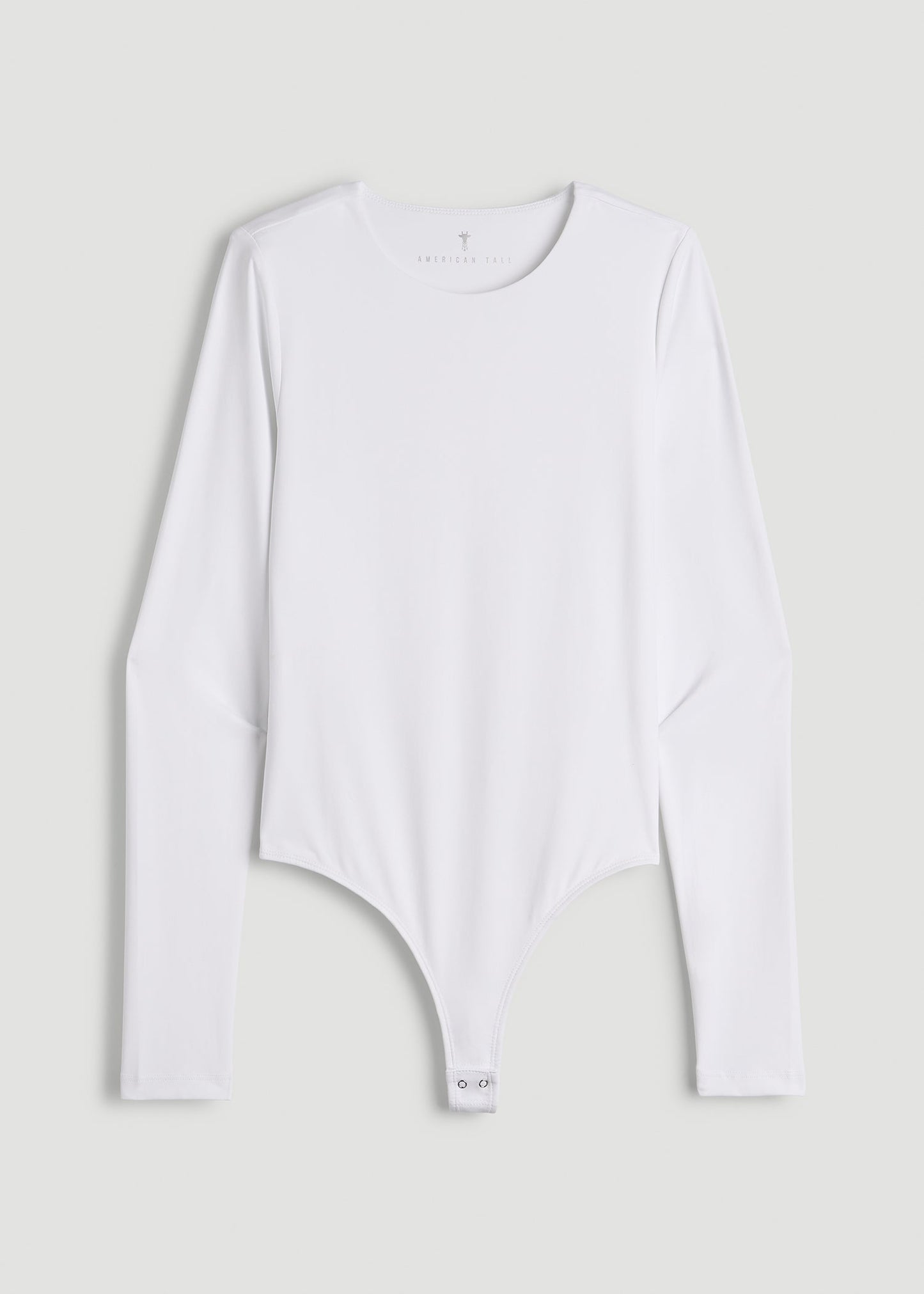 American Tall Women Long Sleeve Bodysuit for Tall Women in Bright White