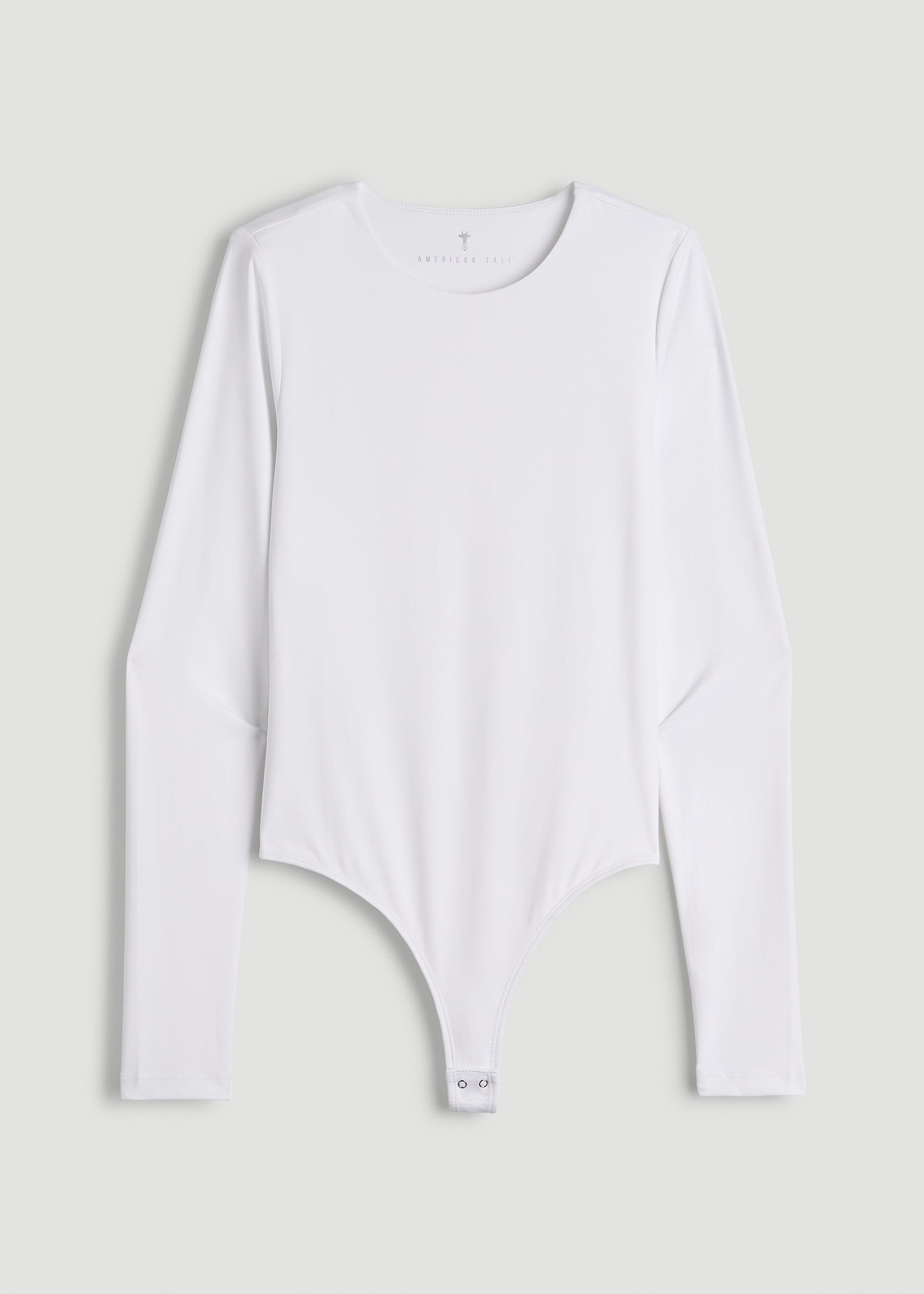 American Tall Women Long Sleeve Bodysuit for Tall Women in Bright White