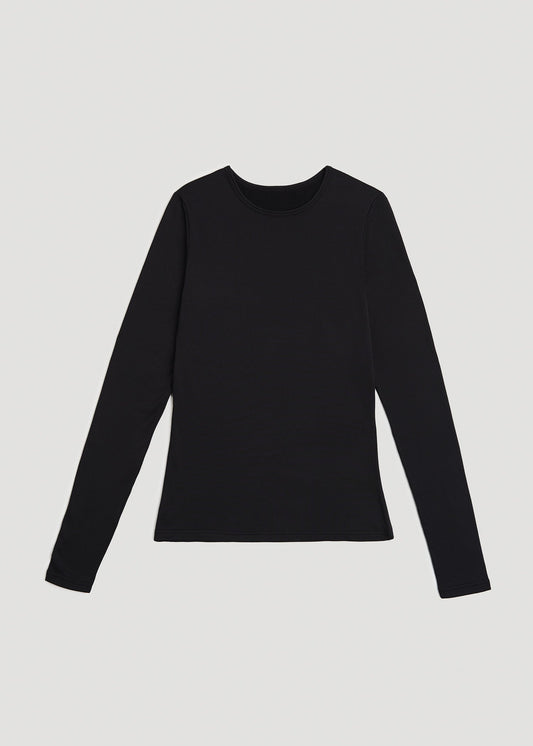 American Tall Women Base Layer Long Sleeve Shirt for Tall Women in Black