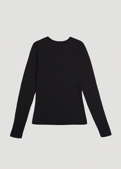 American Tall Women Base Layer Long Sleeve Shirt for Tall Women in Black