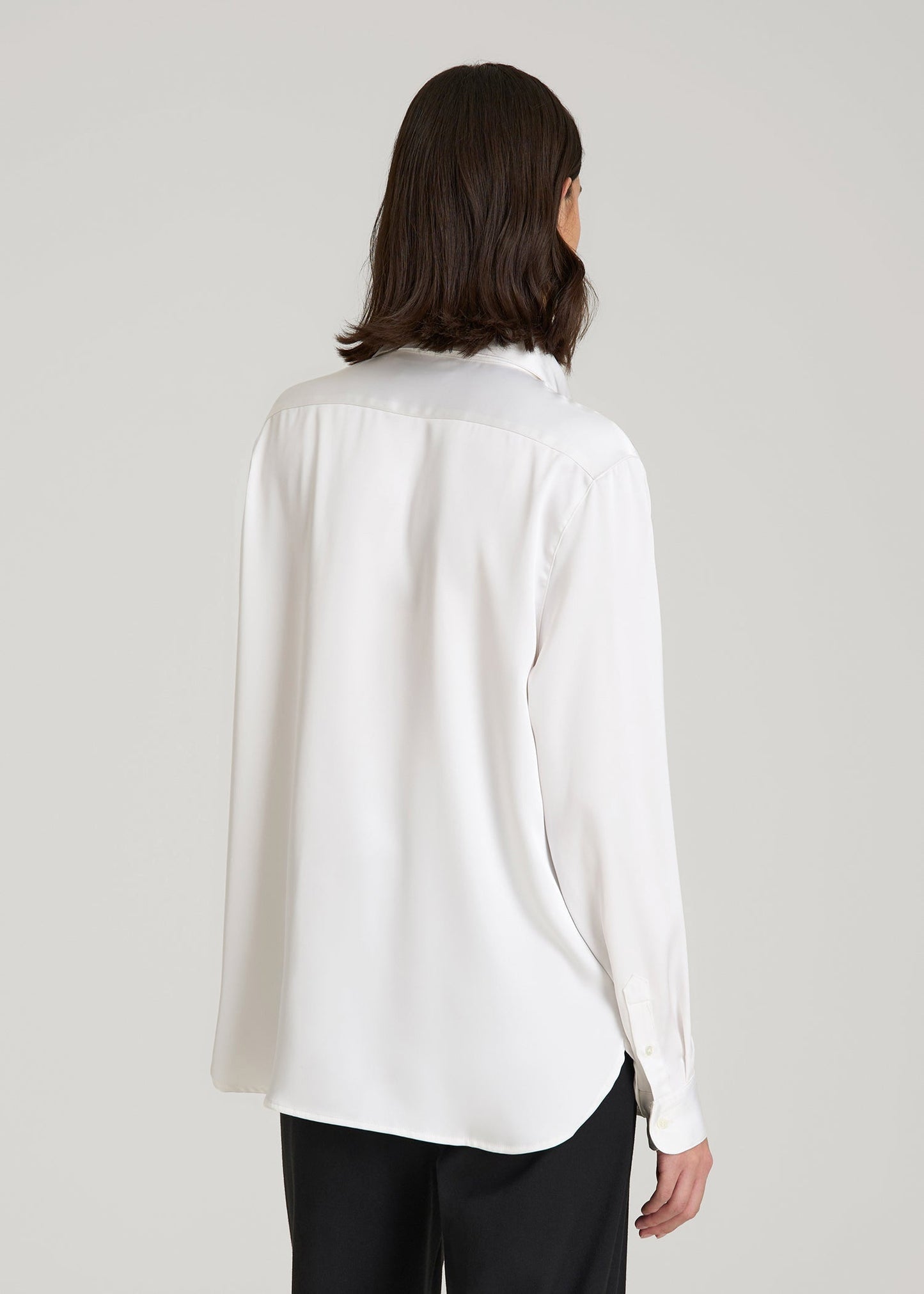 American Tall Women Relaxed Button-Up Blouse for Tall Women in Pearl White