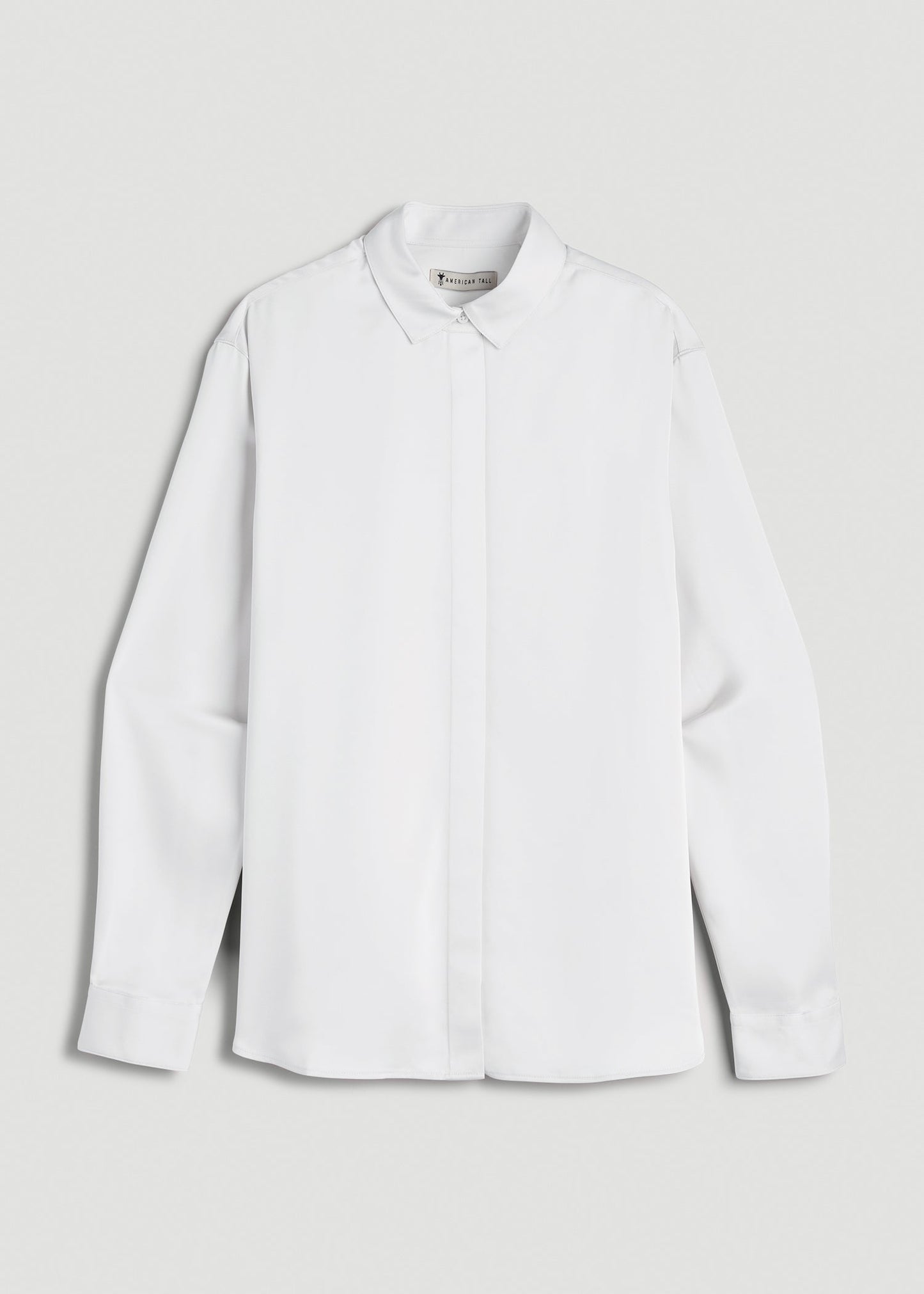 American Tall Women Relaxed Button-Up Blouse for Tall Women in Pearl White