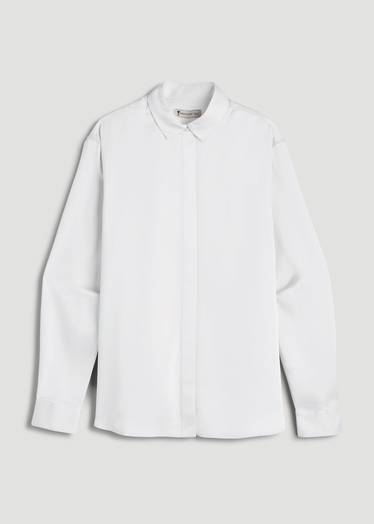 American Tall Women Relaxed Button-Up Blouse for Tall Women in Pearl White