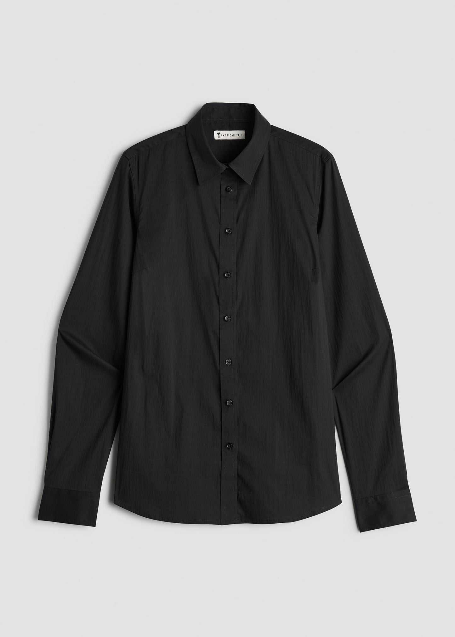 American Tall Women Slim Fit Button Up Shirt for Tall Women in Black
