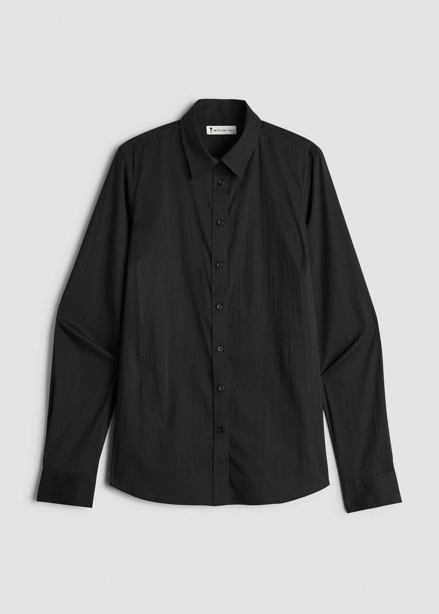 American Tall Women Slim Fit Button Up Shirt for Tall Women in Black