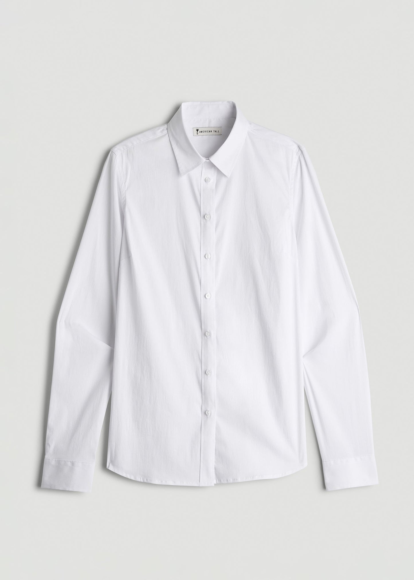 American Tall Women Slim Fit Button Up Shirt for Tall Women in White