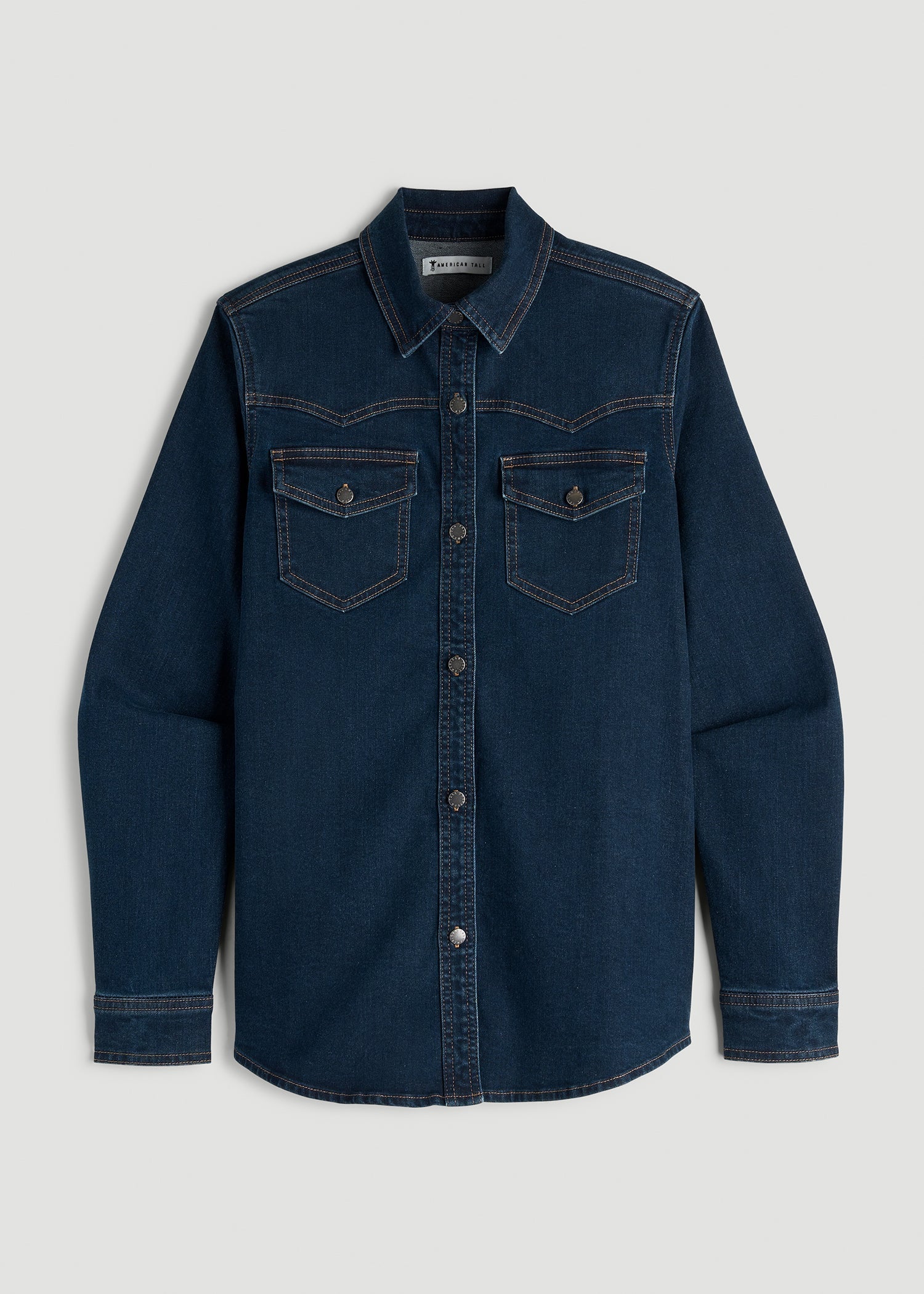 American Tall Women Western Denim Shirt for Tall Women in Indigo Dusk