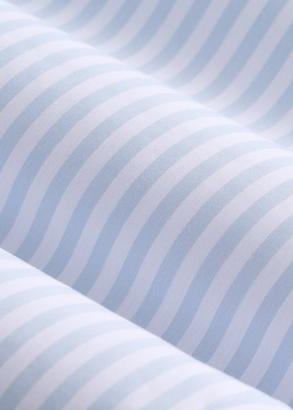 American Tall Women Slim Fit Button Up Shirt for Tall Women in Light Blue Stripe
