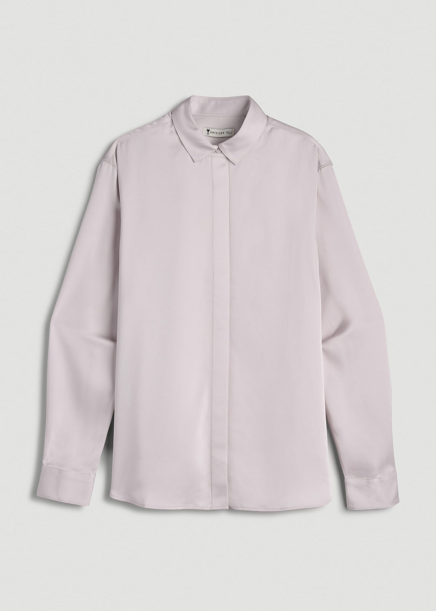 American Tall Women Relaxed Button-Up Blouse for Tall Women in Grey Lilac