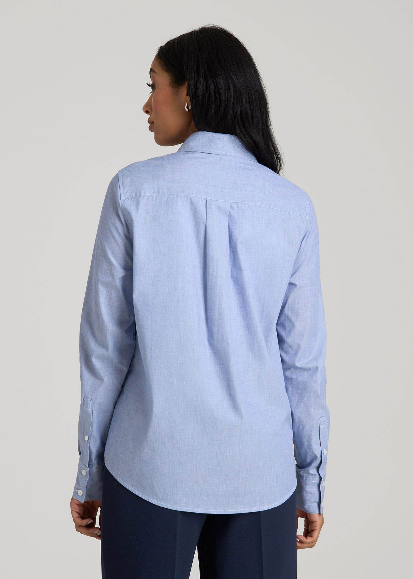 American Tall Women|Men Regular Fit Dress Shirt for Tall Women in Chambray Blue