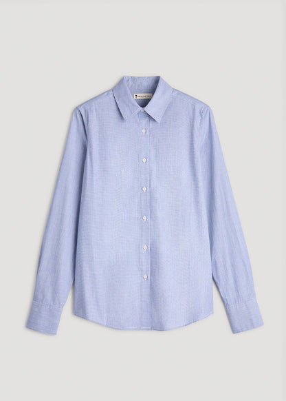 American Tall Women|Men Regular Fit Dress Shirt for Tall Women in Chambray Blue