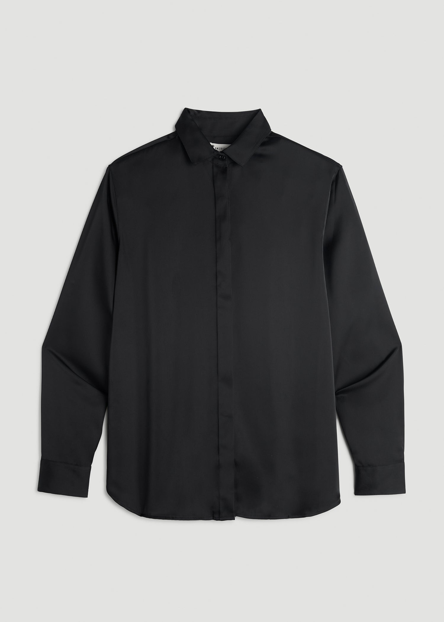 American Tall Women Relaxed Button-Up Blouse for Tall Women in Black