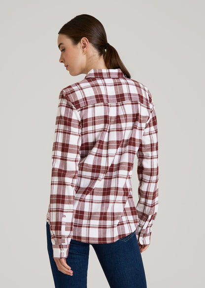 American Tall Women|Men Flannel Button-Up Shirt for Tall Women in Port Royale Plaid