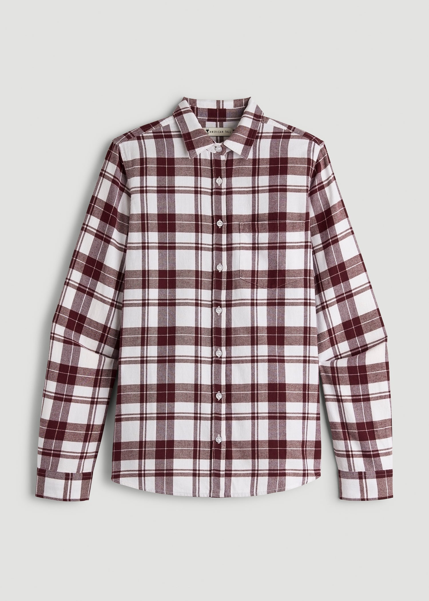 American Tall Women|Men Flannel Button-Up Shirt for Tall Women in Port Royale Plaid
