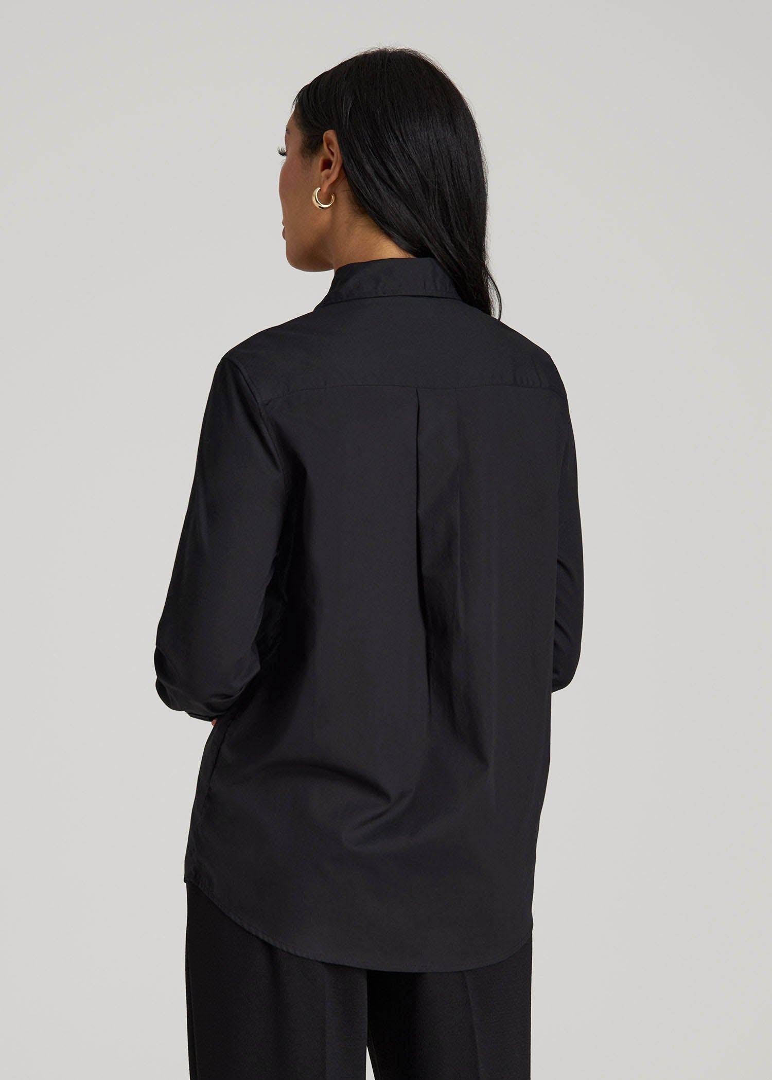 American Tall Women|Men Regular Fit Dress Shirt for Tall Women in Black